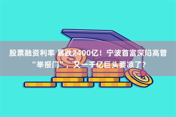 股票融资利率 暴跌2400亿！宁波首富深陷高管“举报门”，又一千亿巨头要凉了？