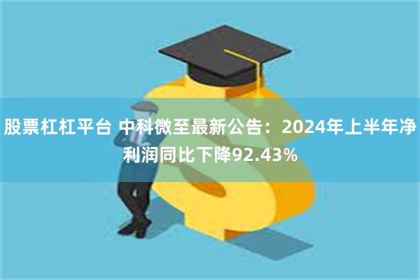 股票杠杠平台 中科微至最新公告：2024年上半年净利润同比下降92.43%