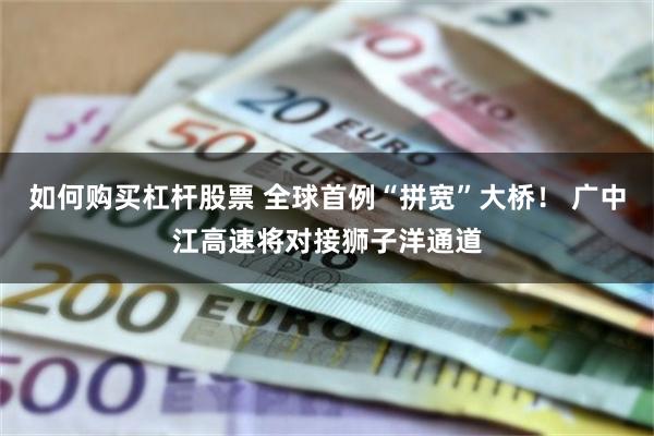 如何购买杠杆股票 全球首例“拼宽”大桥！ 广中江高速将对接狮子洋通道